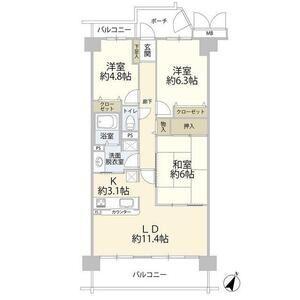 エステシティ船橋三番館(3LDK/14階)の間取り写真