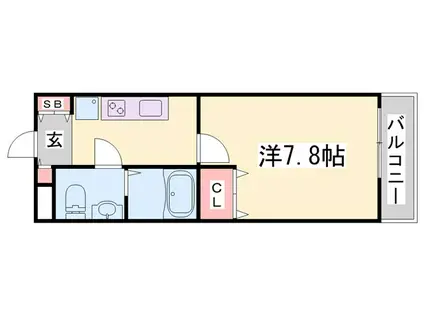 フローリッシュ飾磨(1K/2階)の間取り写真