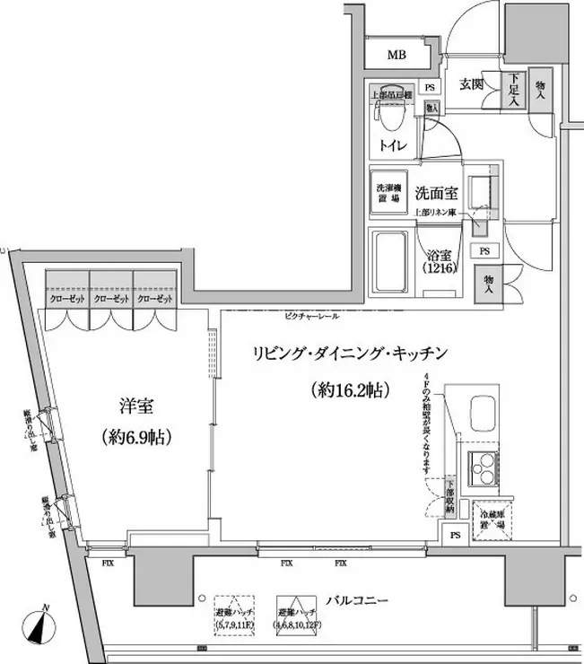 パークハビオ渋谷本町レジデンス 8階階 間取り