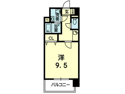 キャッスルメイト 新町(1K/3階)の間取り写真