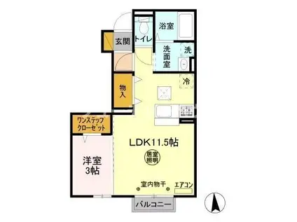 ディアーナIII(1LDK/1階)の間取り写真