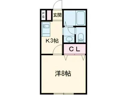 グランディール(1K/1階)の間取り写真