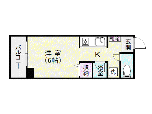 スカイコーポ新屋敷(1K/4階)の間取り写真
