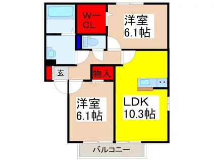 エスポワールA(2LDK/1階)の間取り写真