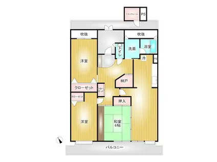 T-ONE MIYAHARA ウエスト B(3SLDK/6階)の間取り写真