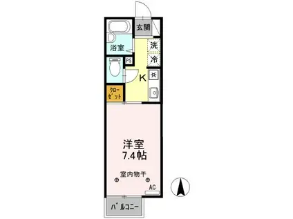 エーデルブルーメ(1K/2階)の間取り写真