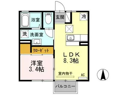エクセルII(1LDK/1階)の間取り写真