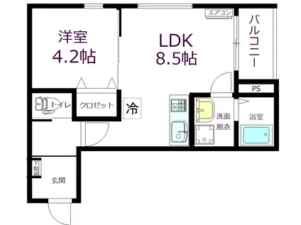 広島電鉄宮島線 東高須駅 徒歩19分 3階建 築5年(1LDK/1階)の間取り写真
