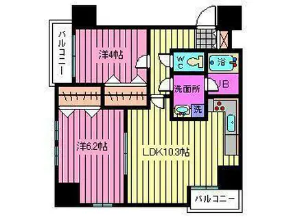 ISM大宮(2LDK/9階)の間取り写真