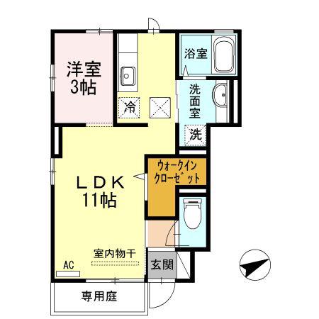 プランドール(1LDK/1階)の間取り写真