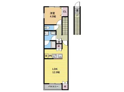 瑞穂ヶ丘ビリーブ館(1LDK/2階)の間取り写真