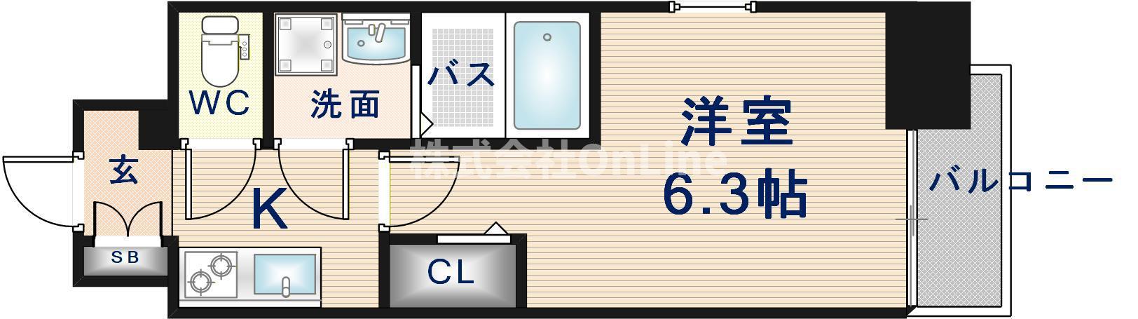 フォーリアライズ大阪ミッテ(1K/15階)の間取り写真