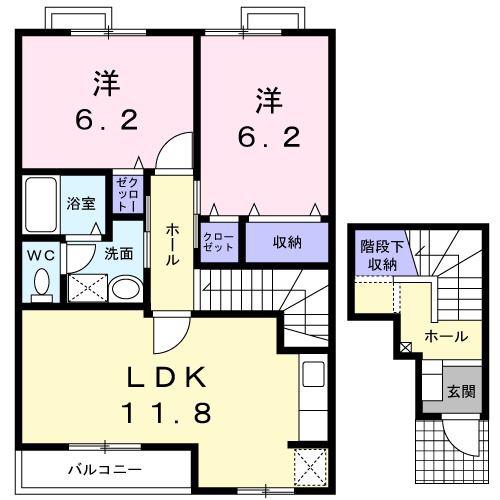 プロプルテ(2LDK/2階)の間取り写真
