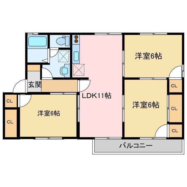 ヴィラアスカ30E(3LDK/2階)の間取り写真