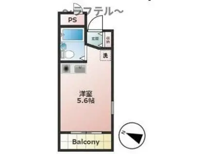 パサ・デ・ヒロ(ワンルーム/3階)の間取り写真