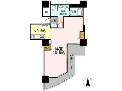 品川シーサイドビュータワーII(1K/23階)の間取り写真