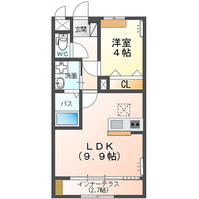 SOLARIS(1LDK/1階)の間取り写真