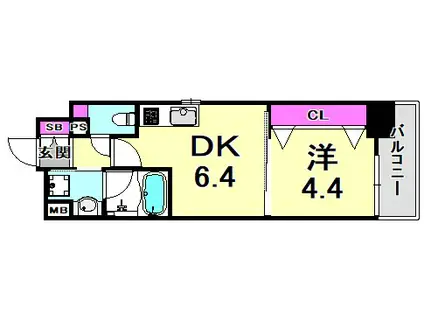 アルデール兵庫(1DK/2階)の間取り写真
