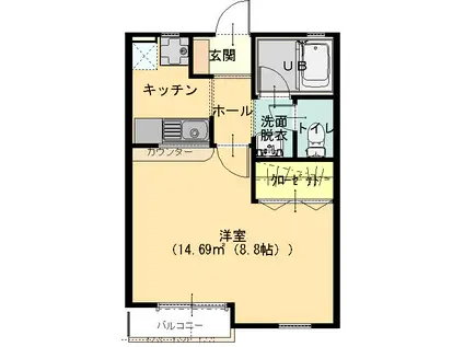 イーストシャイン(1K/1階)の間取り写真