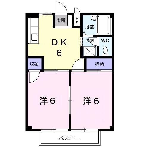 シティハイツ山本 B(2DK/2階)の間取り写真