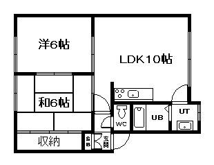 ハイツ南部(2LDK/1階)の間取り写真