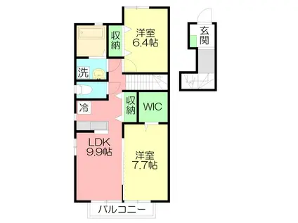 ラルーチェ(2LDK/2階)の間取り写真
