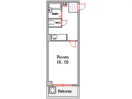 フレンドリー黒門(1K/1階)の間取り写真