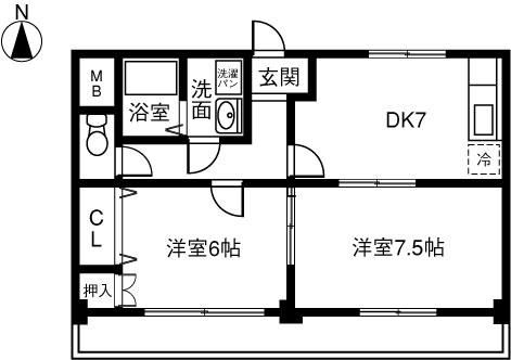 RESURGE23(2DK/3階)の間取り写真