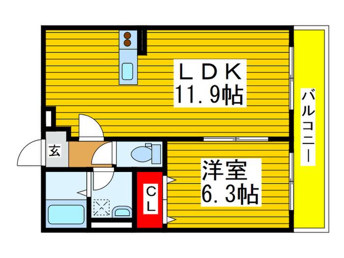グランドソレーユ(1LDK/3階)の間取り写真