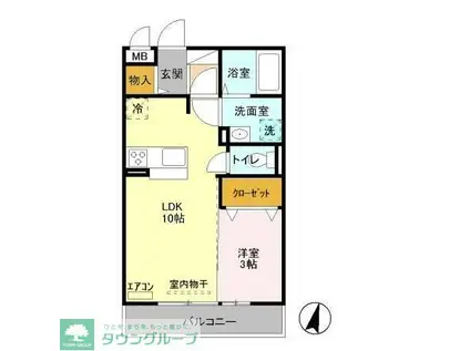 プワールおおたかの森II(1LDK/3階)の間取り写真