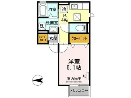 ヴィレッタあいみ(1K/1階)の間取り写真