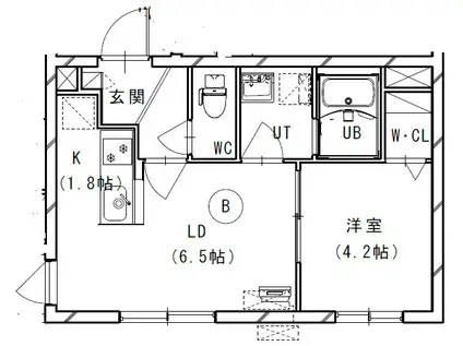 北19西6マンション(1LDK/2階)の間取り写真
