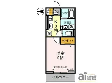 パークコート(1K/3階)の間取り写真