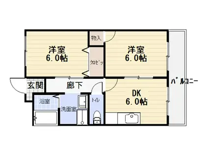 エーゲンハイム(2DK/4階)の間取り写真