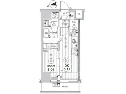 メイクス上野(1DK/7階)の間取り写真