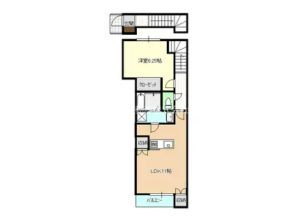 シャインS栄田(1LDK/2階)の間取り写真
