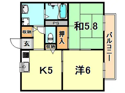 セフィーラ青谷(2K/1階)の間取り写真