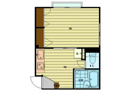 東急東横線 都立大学駅 徒歩10分 2階建 築30年(1K/2階)の間取り写真