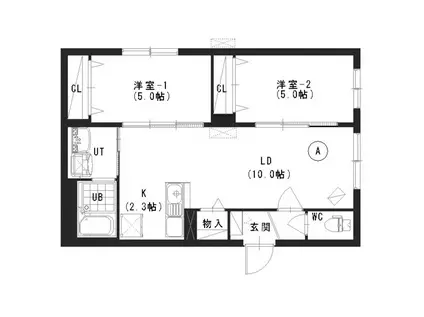 ウィリデ (2LDK/2階)の間取り写真