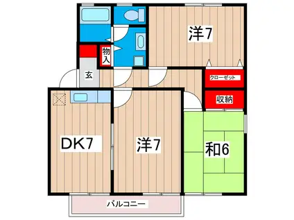 グランドソレイユD(3DK/2階)の間取り写真