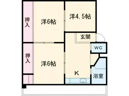 ヴィラナリー木太II2号棟(3DK/1階)の間取り写真