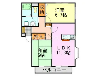 パレアージュ(2LDK/2階)の間取り写真