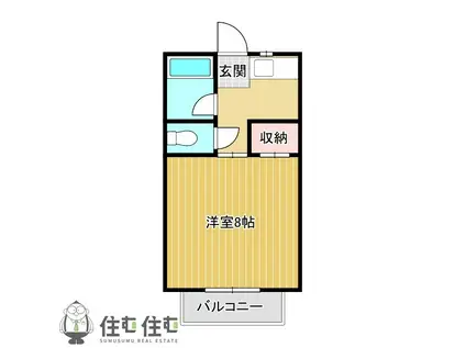 青木ヒルズα-3(1K/1階)の間取り写真