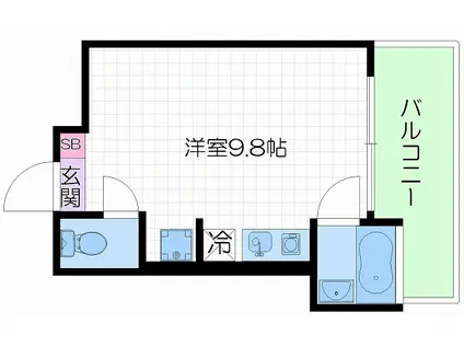 UTSUBO2(ワンルーム/4階)の間取り写真