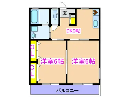 ホットハウス(2DK/1階)の間取り写真