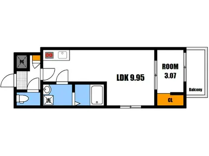 RESIDENTIAL 戸坂駅前(1LDK/2階)の間取り写真