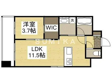 ルミエール岡山駅西口(1LDK/9階)の間取り写真