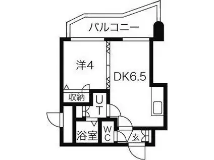 ラフォーレ円山公園(1DK/6階)の間取り写真