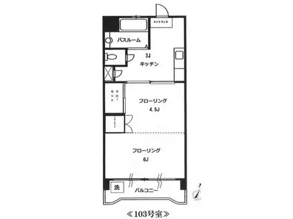 大晃サンハイムA(1K/1階)の間取り写真