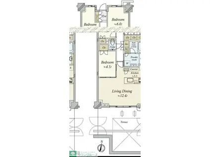 パークホームズ吉祥寺北グランヴィラ(3LDK/B1階)の間取り写真